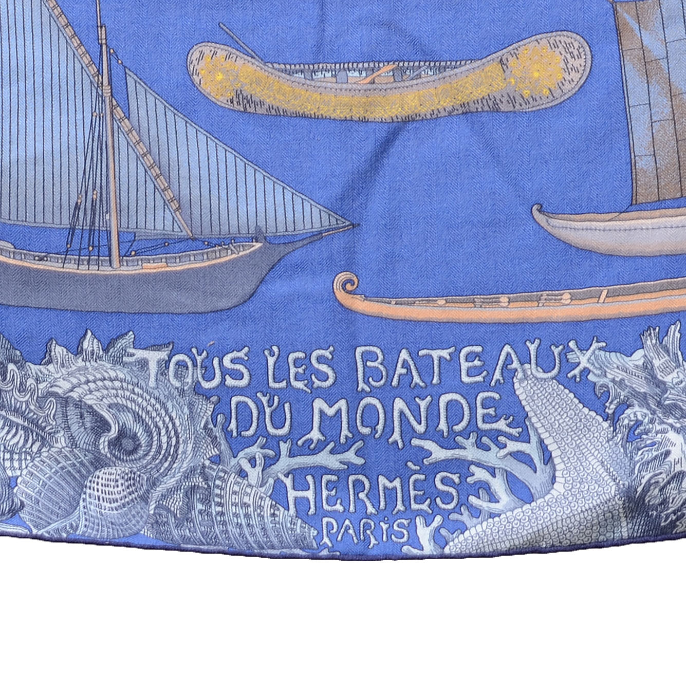 Hermes Cashmere Silk Tous Les Bateaux du Monde Shawl 140 4 of 5