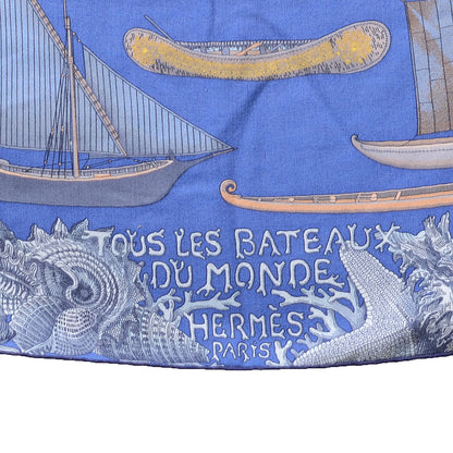 Hermes Cashmere Silk Tous Les Bateaux du Monde Shawl 140 4 of 5