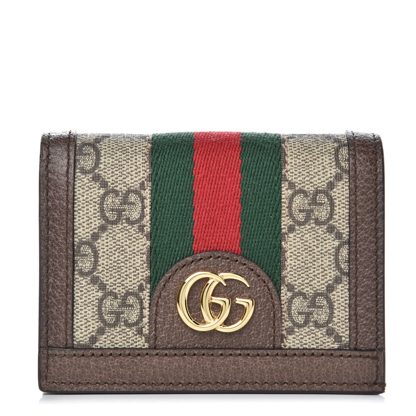 GG Supreme Monogram Web Ophidia Card Case Beige New Acero