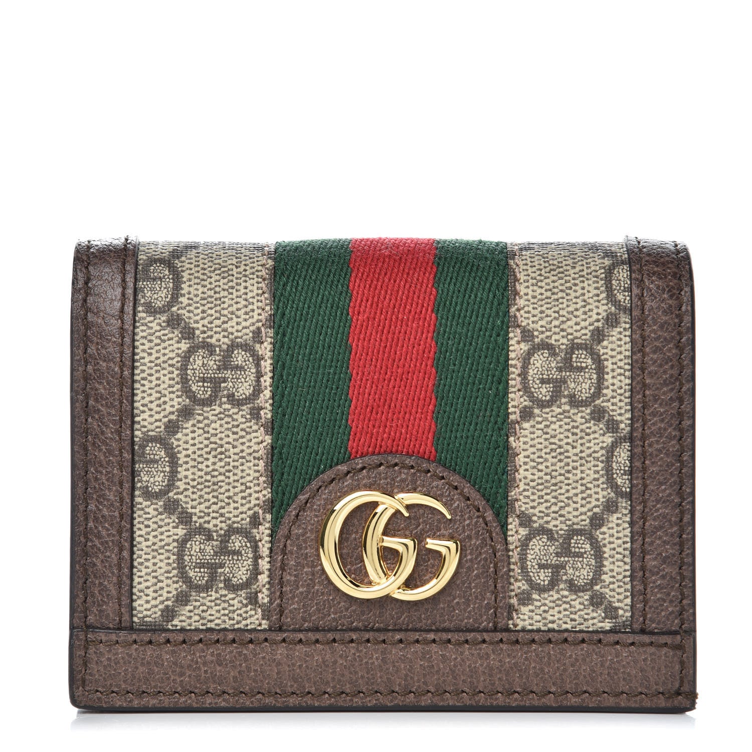 Gucci GG Supreme Monogram Web Ophidia Card Case Beige New Acero 1 of 6