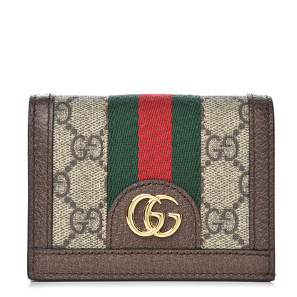 Gucci GG Supreme Monogram Web Ophidia Card Case Beige New Acero 1 of 6