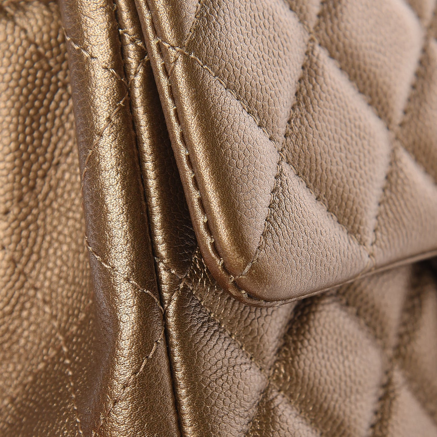 Metallic Caviar Quilted Mini Rectangular Flap Bronze