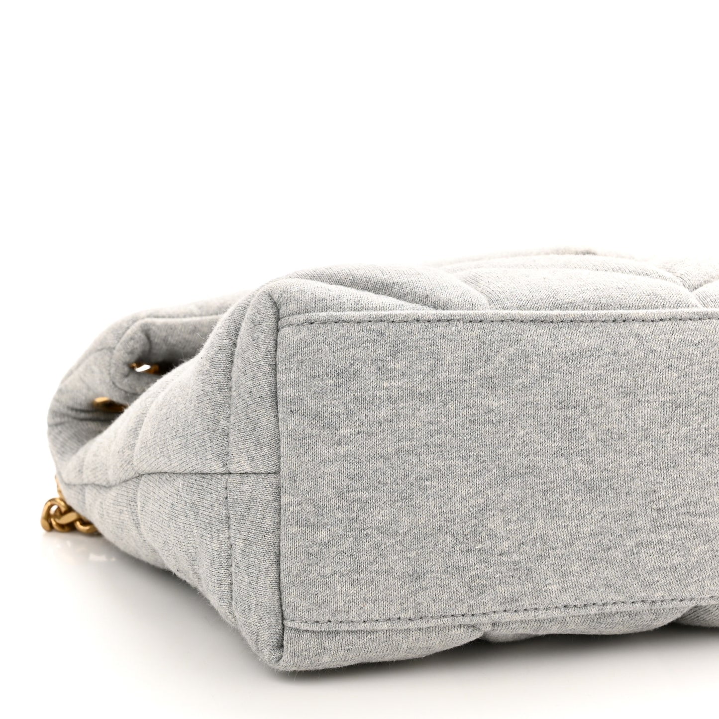 Jersey Quilted Small Loulou Puffer Monogram Chain Satchel Grey Cloud