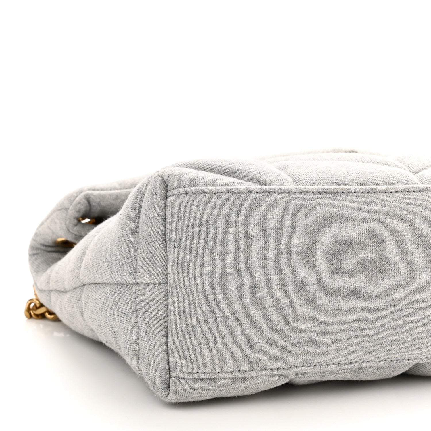 Saint Laurent Jersey Quilted Small Loulou Puffer Monogram Chain Satchel Grey Cloud 9 of 11