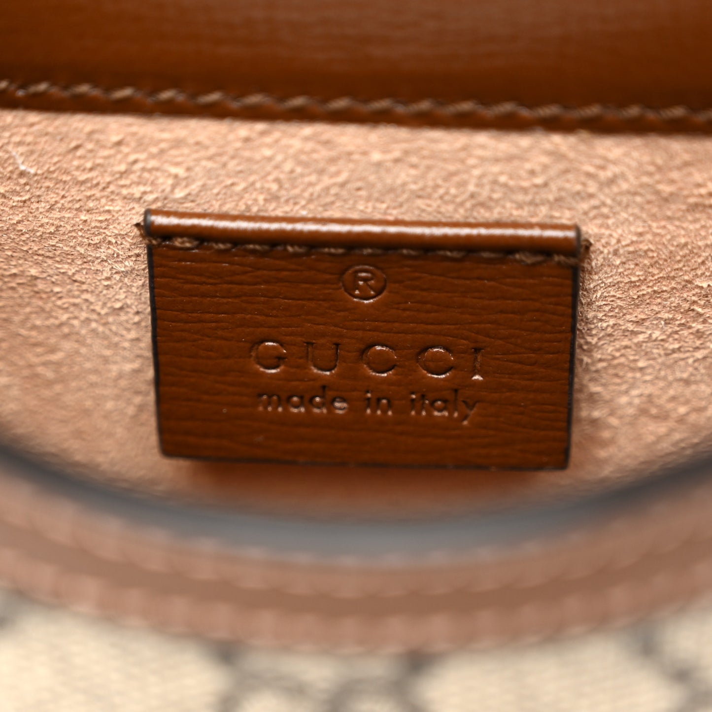 GG Supreme Monogram Mini Horsebit 1955 Crossbody Bag Beige Brown Sugar