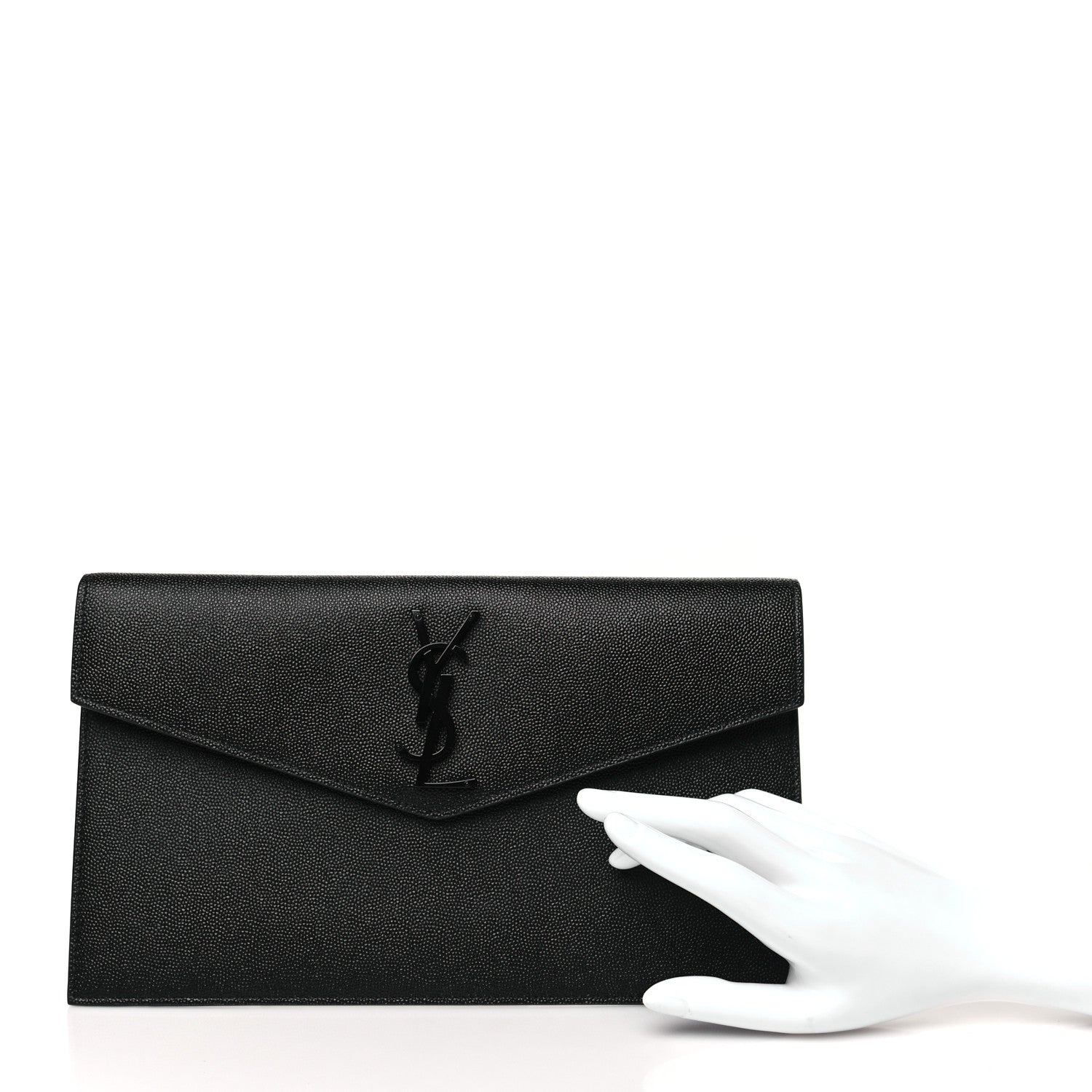 Saint Laurent Grain De Poudre Monogram Uptown Pouch Black 2 of 9