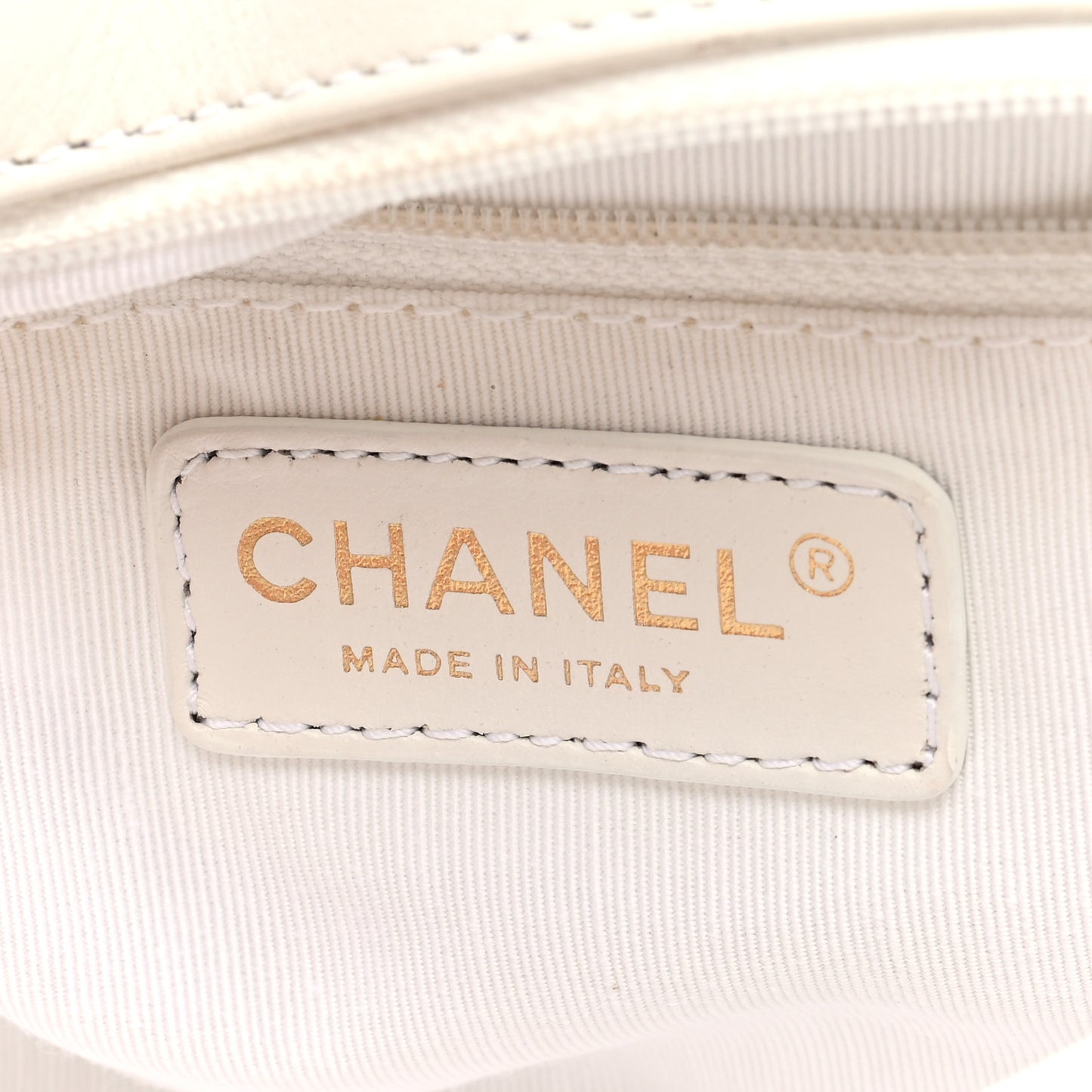 Calfskin Stitched Medium Covered CC Flap Bag White