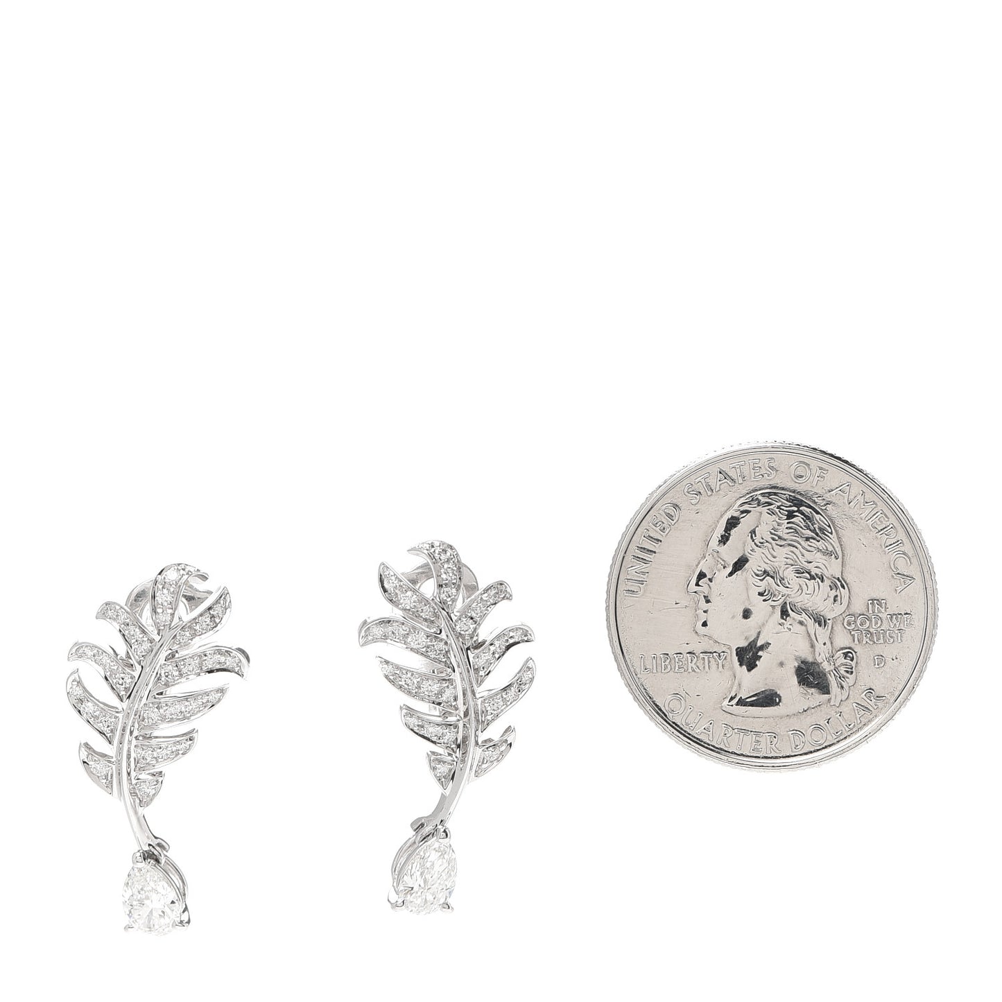 18K White Gold Diamond Plume De Chanel Earrings
