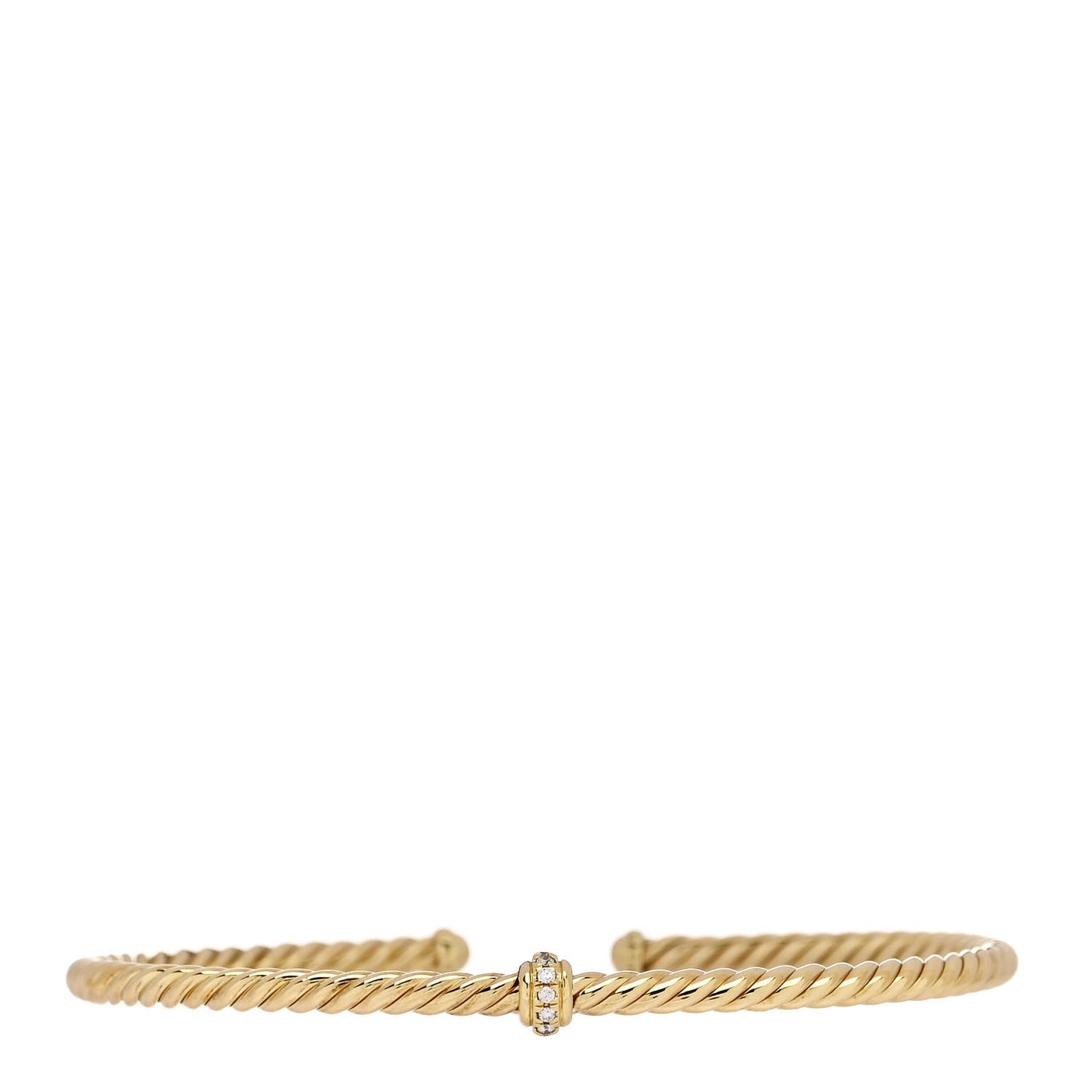 18K Yellow Gold Diamond 3mm Cablespira Single Station Bracelet
