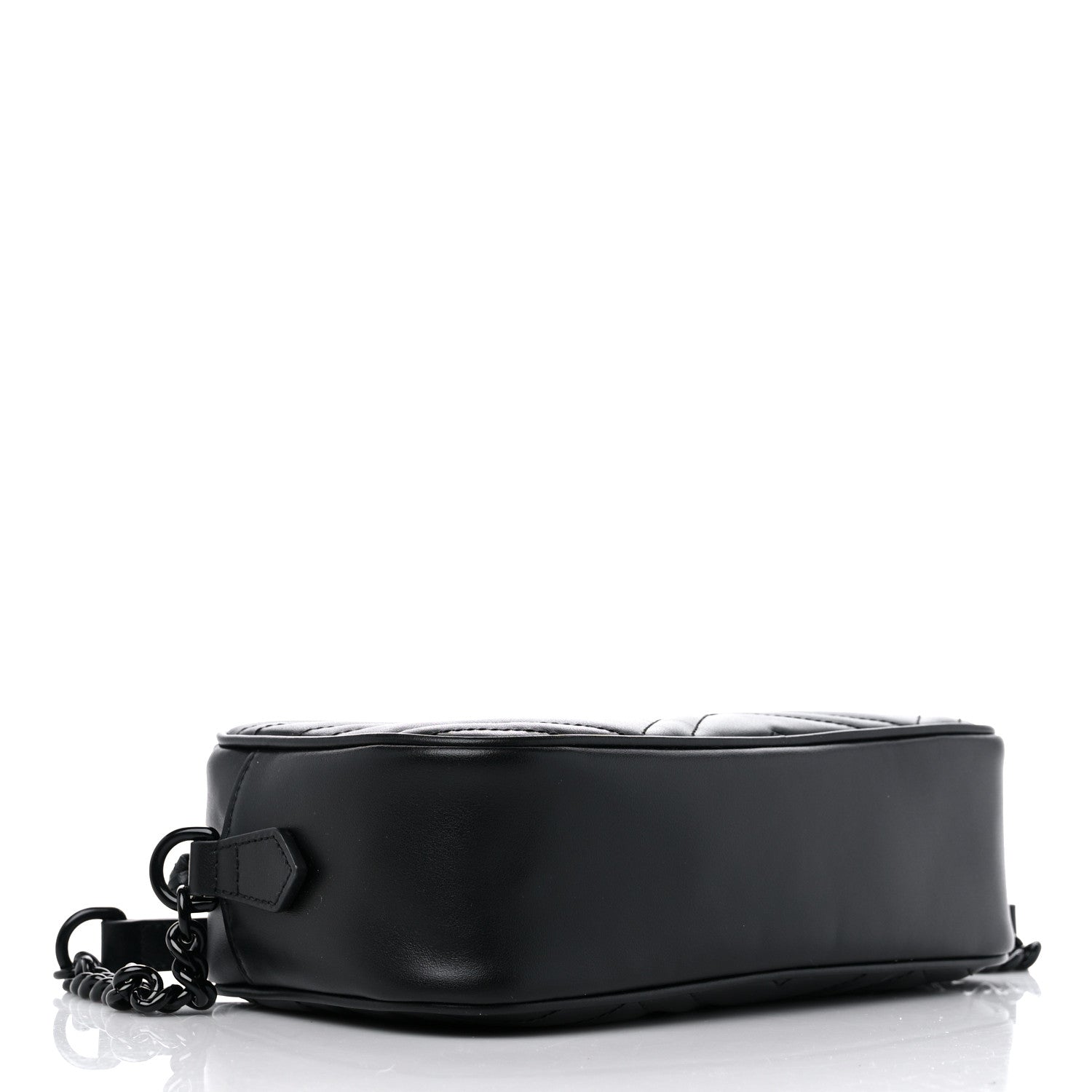 Gucci Calfskin Matelasse Monochrome Small GG Marmont Chain Shoulder Bag Black 4 of 8