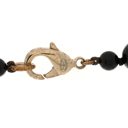 Chanel Metal Pearl Beaded Textured CC Long Necklace Gold Black White 5 of 6