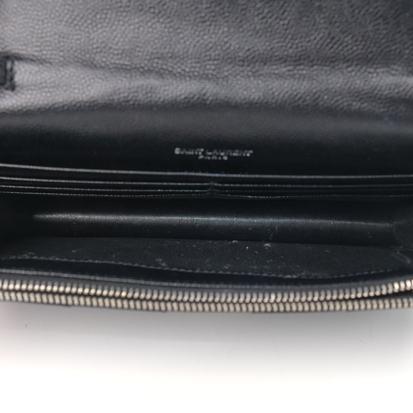 Grain De Poudre Matelasse Chevron Monogram Envelope Chain Wallet Black