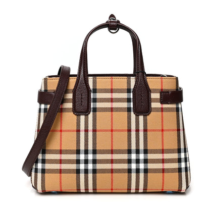Burberry Goatskin Vintage Check Small Banner Tote Deep Claret 1 of 10