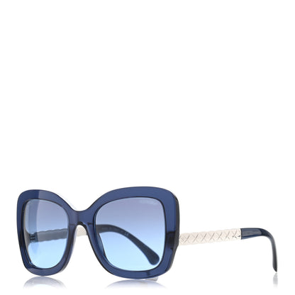 Chanel CC Butterfly Spring Sunglasses 5370 Blue Silver 1 of 8