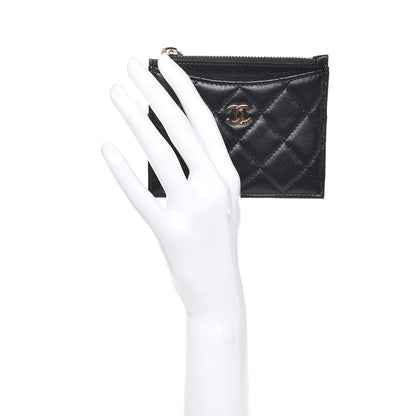 Chanel Lambskin Quilted Zip Card Holder Black 2 of 16