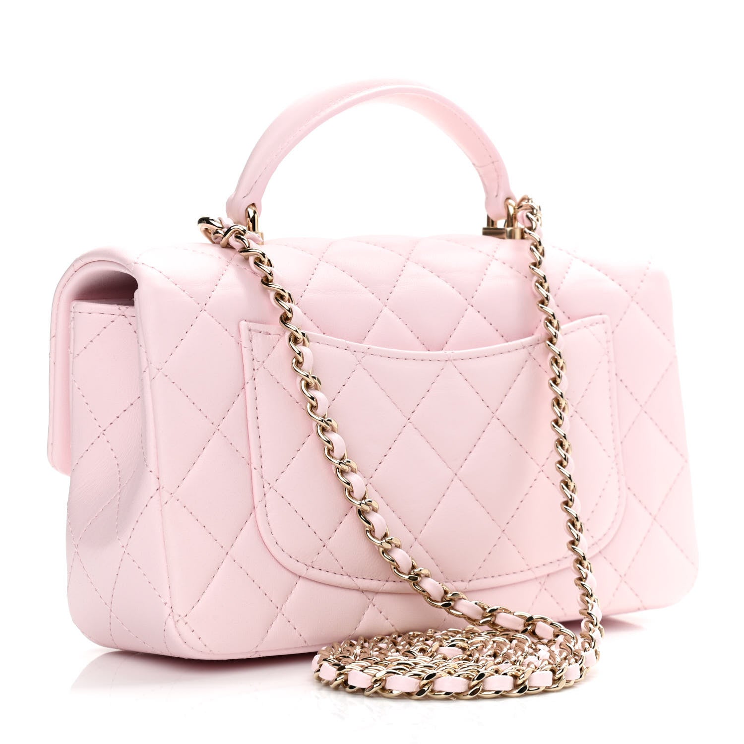 Chanel Lambskin Quilted Mini Top Handle Rectangular Flap Light Pink 3 of 10