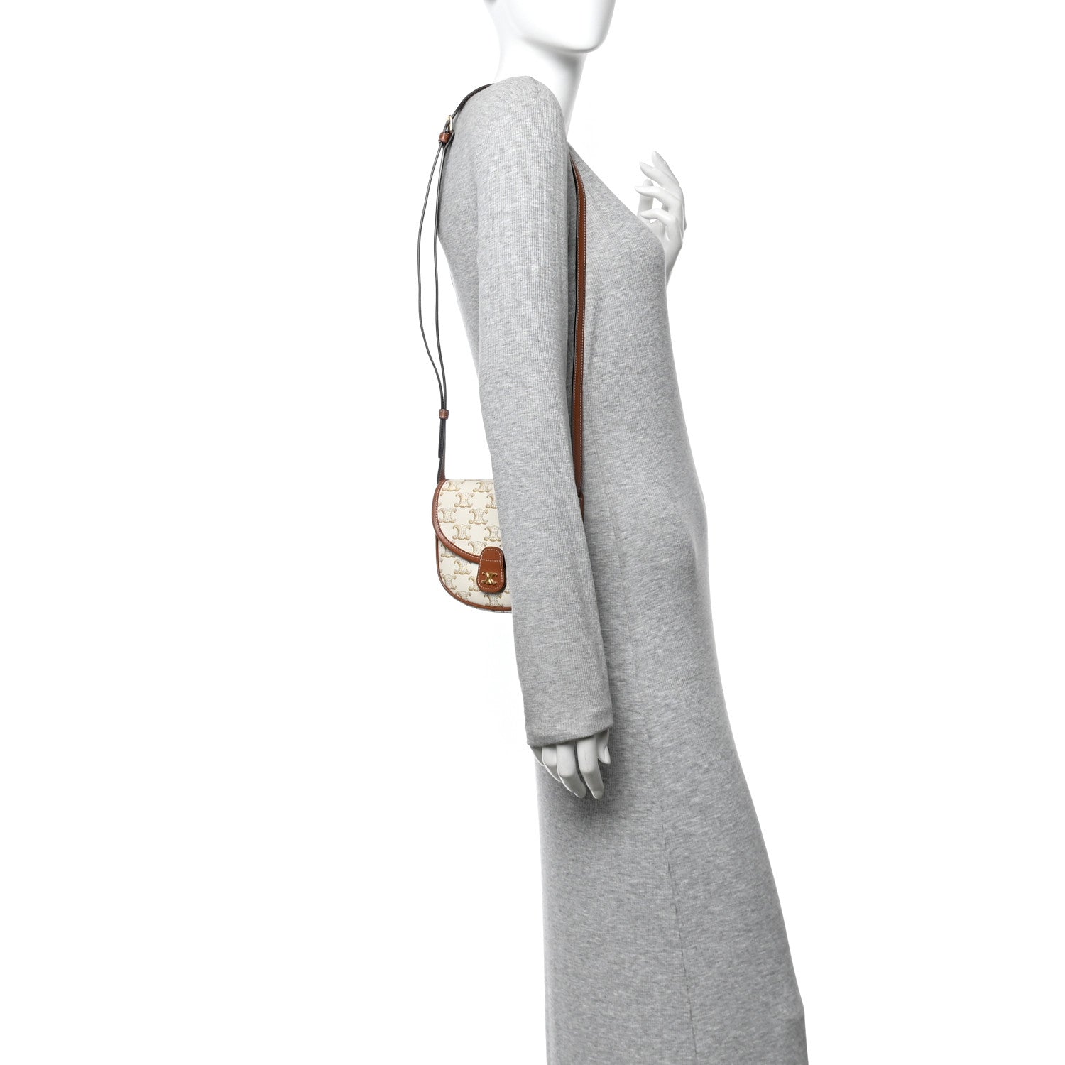 Celine Triomphe Canvas Calfskin Mini Besace Bag White 2 of 10