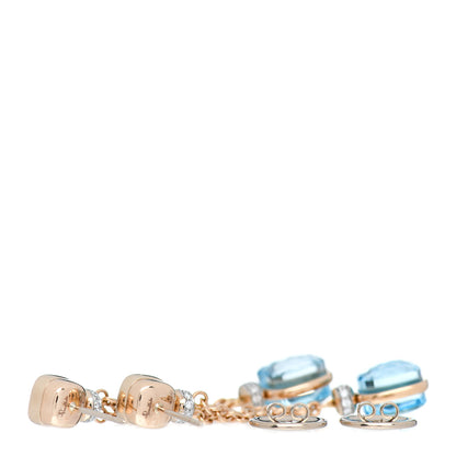 Pomellato 18K Rose Gold Diamond Blue Topaz Nudo Drop Earrings 3 of 4
