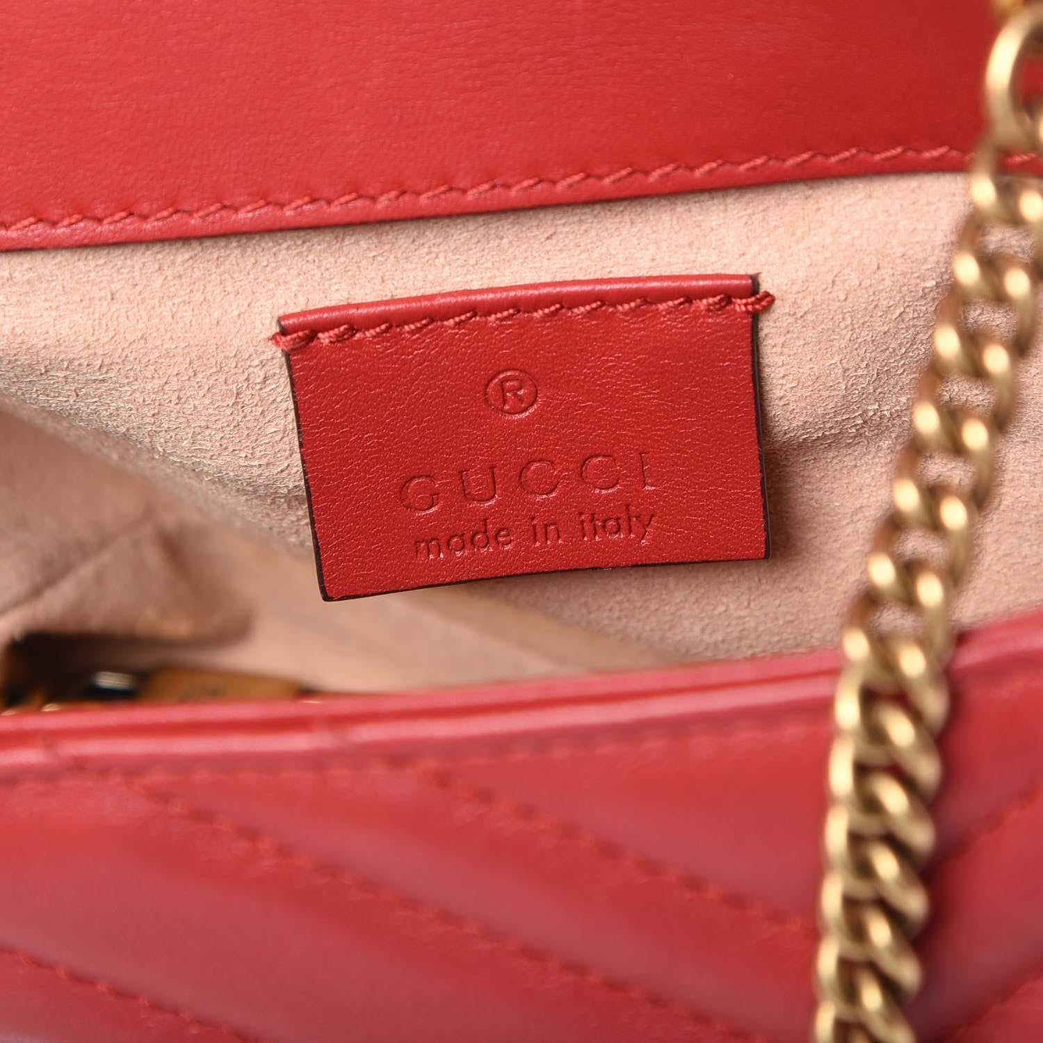 Gucci Calfskin Matelasse Super Mini GG Marmont Shoulder Bag Hibiscus Red 8 of 9