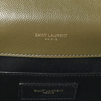 Saint Laurent Grain De Poudre Textured Mixed Matelasse Triquilt Medium Monogram Satchel Light Sage 6 of 9
