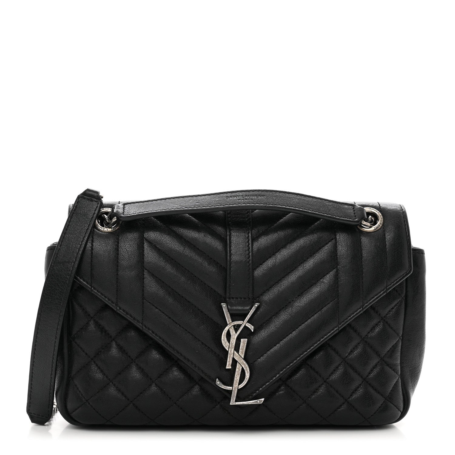 Saint Laurent Sheepskin Tri-Quilt Monogram Medium College Bag Black 1 of 11