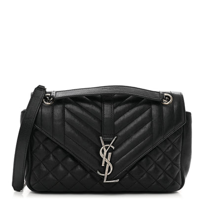 Saint Laurent Sheepskin Tri-Quilt Monogram Medium College Bag Black 1 of 11