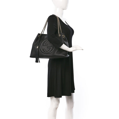 Gucci Pebbled Calfskin Medium Soho Chain Shoulder Bag Black 2 of 10