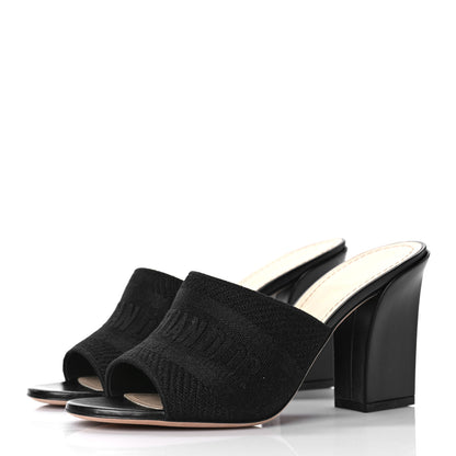 Christian Dior Cotton Embroidered Dway 85mm Slide Sandals 39 Black 3 of 9