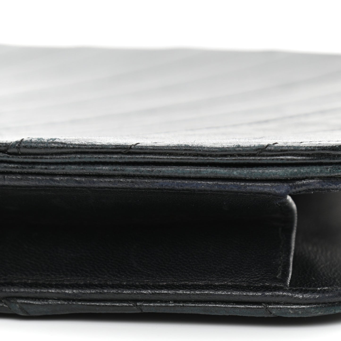 Lambskin Chevron Quilted Small Single Flap Black