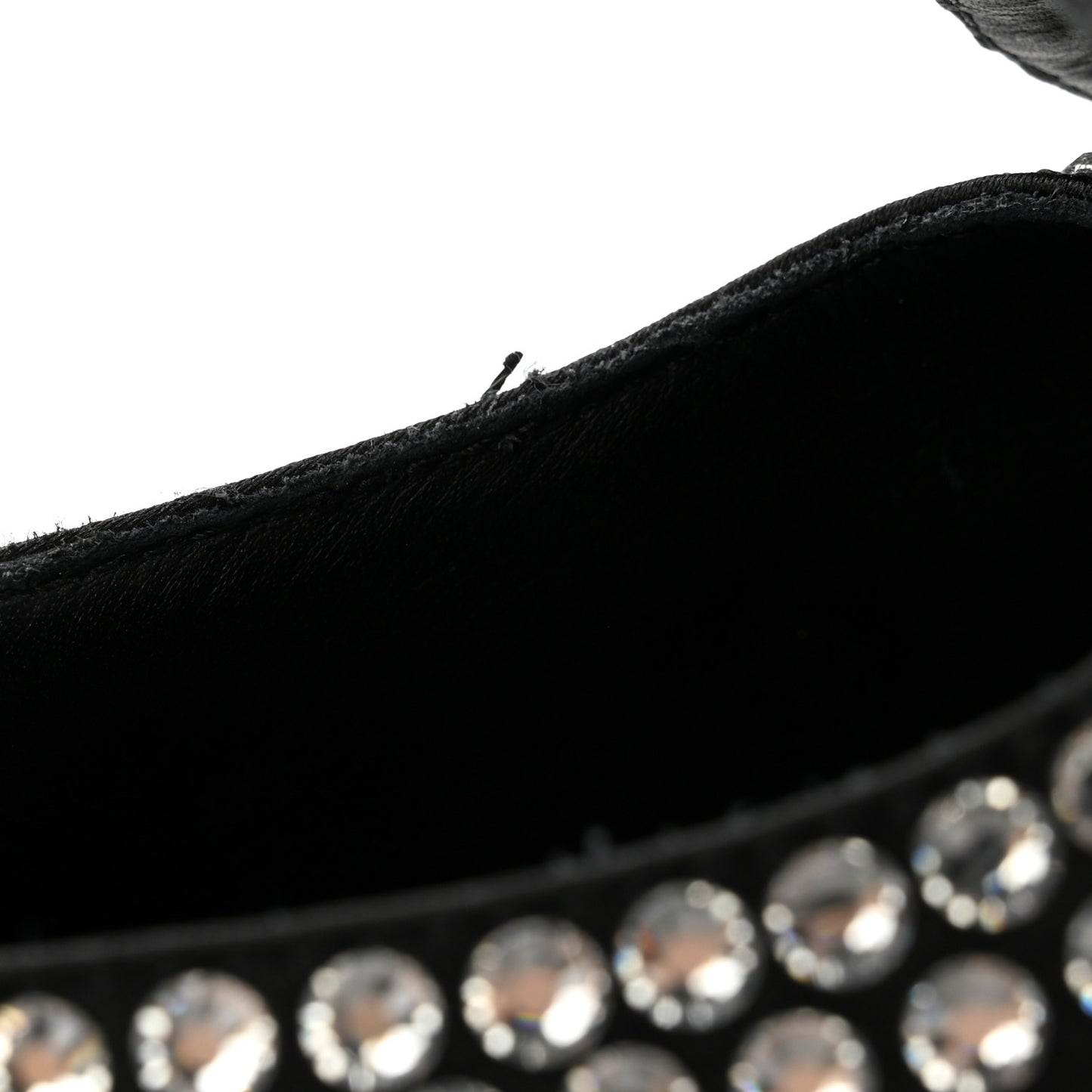 Satin Crystal Metal Triangle Logo 50mm Loafers 35.5 Cristal
