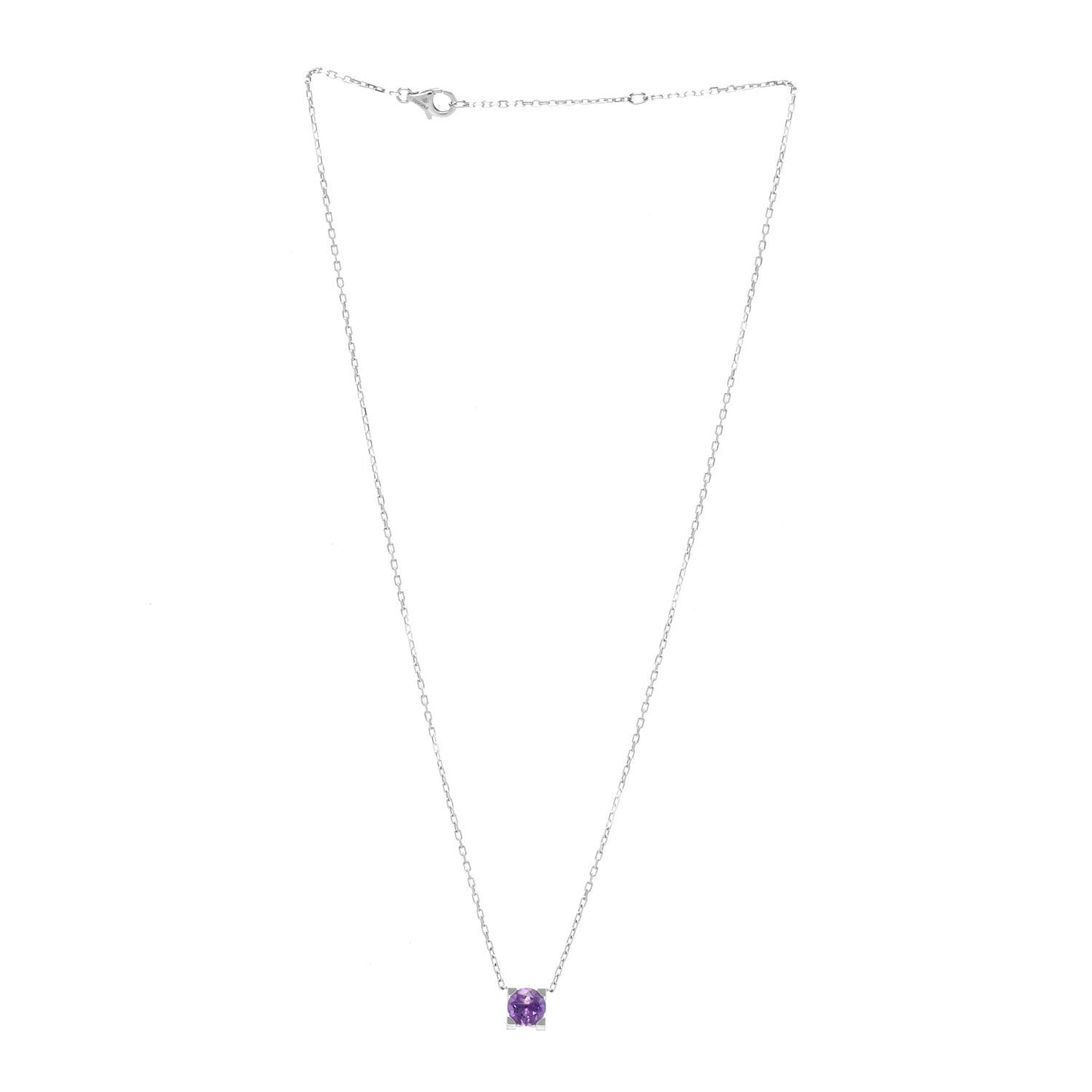 18K White Gold Amethyst C De Cartier Pendant Necklace