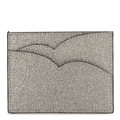Christian Louboutin Calfskin Hot Chick Glitter Card Holder Silver 1 of 9