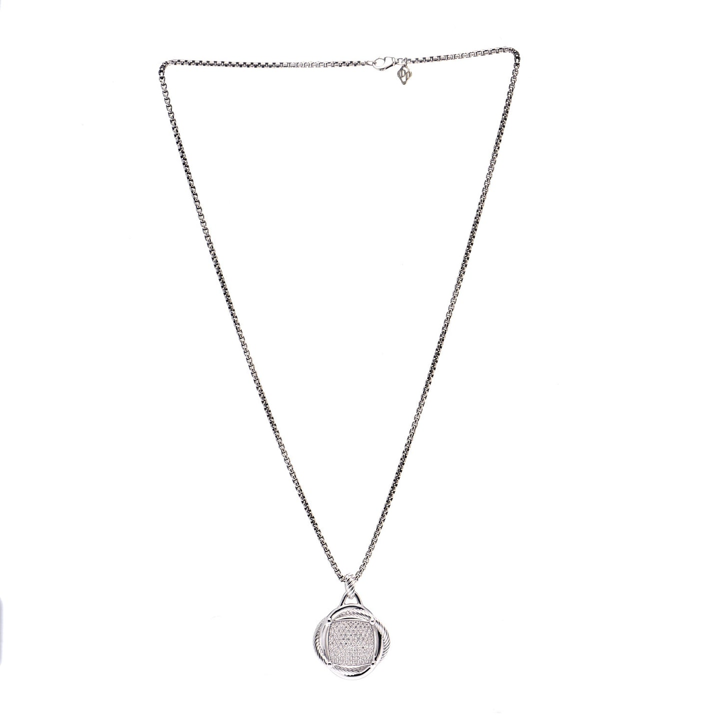Sterling Silver Diamond 32mm Infinity Pendant Necklace