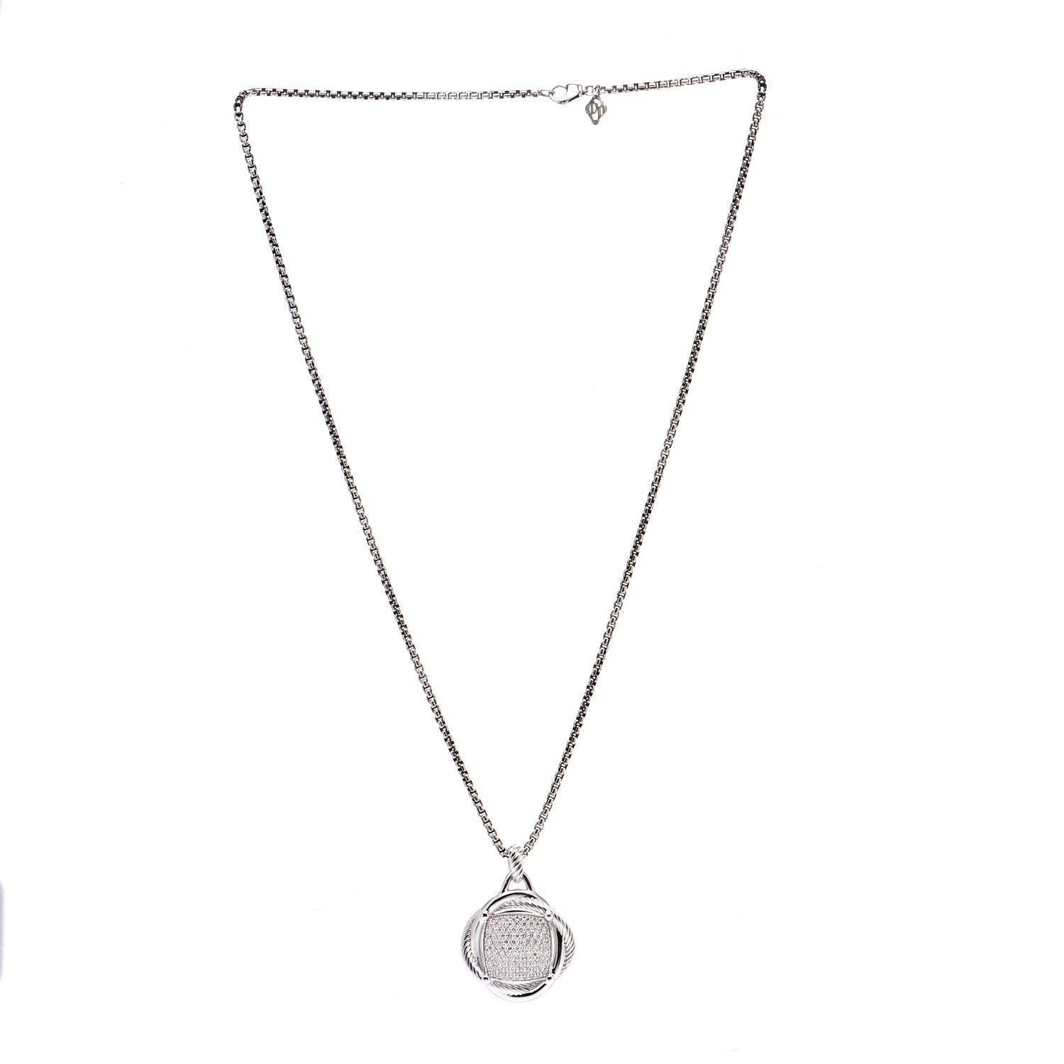 David Yurman Sterling Silver Diamond 32mm Infinity Pendant Necklace 2 of 5