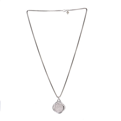 David Yurman Sterling Silver Diamond 32mm Infinity Pendant Necklace 2 of 5