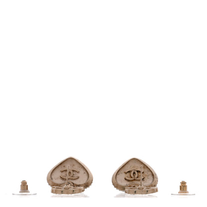 Chanel Pearl Crystal CC Heart Drop Earrings Gold White 3 of 4
