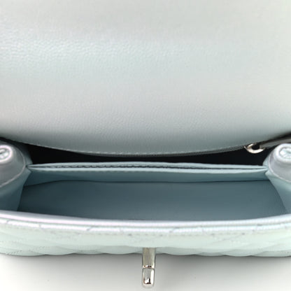 Chanel Iridescent Caviar Quilted Extra Mini Coco Handle Flap Light Blue 4 of 8