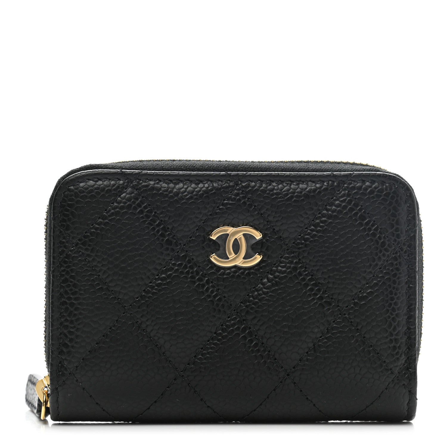 Chanel Caviar Quilted Zip Coin Purse Wallet Black 1 of 8