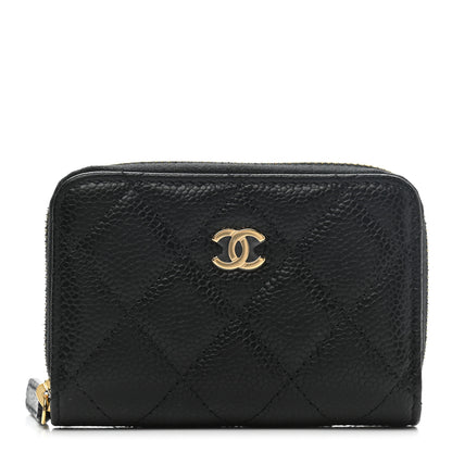 Chanel Caviar Quilted Zip Coin Purse Wallet Black 1 of 8