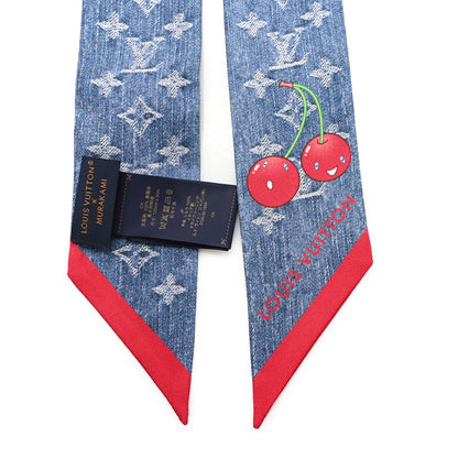 Louis Vuitton LV X TM Silk Monogram Cerises Bandeau Denim Blue 2 of 3