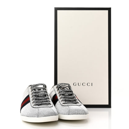 Gucci Glitter Fabric Studded Web Mens Sneakers 6 Silver 9 of 9