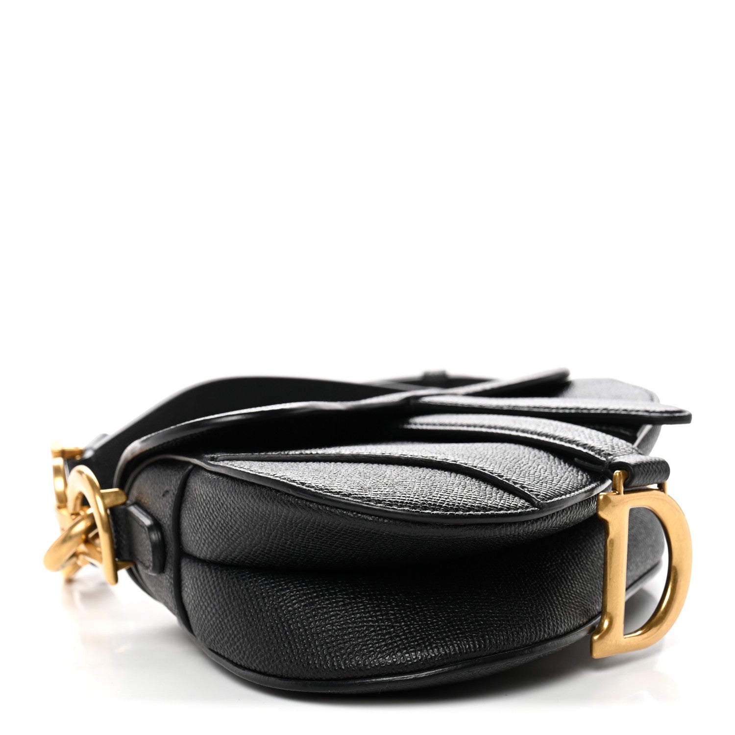 Christian Dior Grained Calfskin Mini Saddle Bag With Strap Black 4 of 10