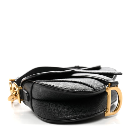 Christian Dior Grained Calfskin Mini Saddle Bag With Strap Black 4 of 10