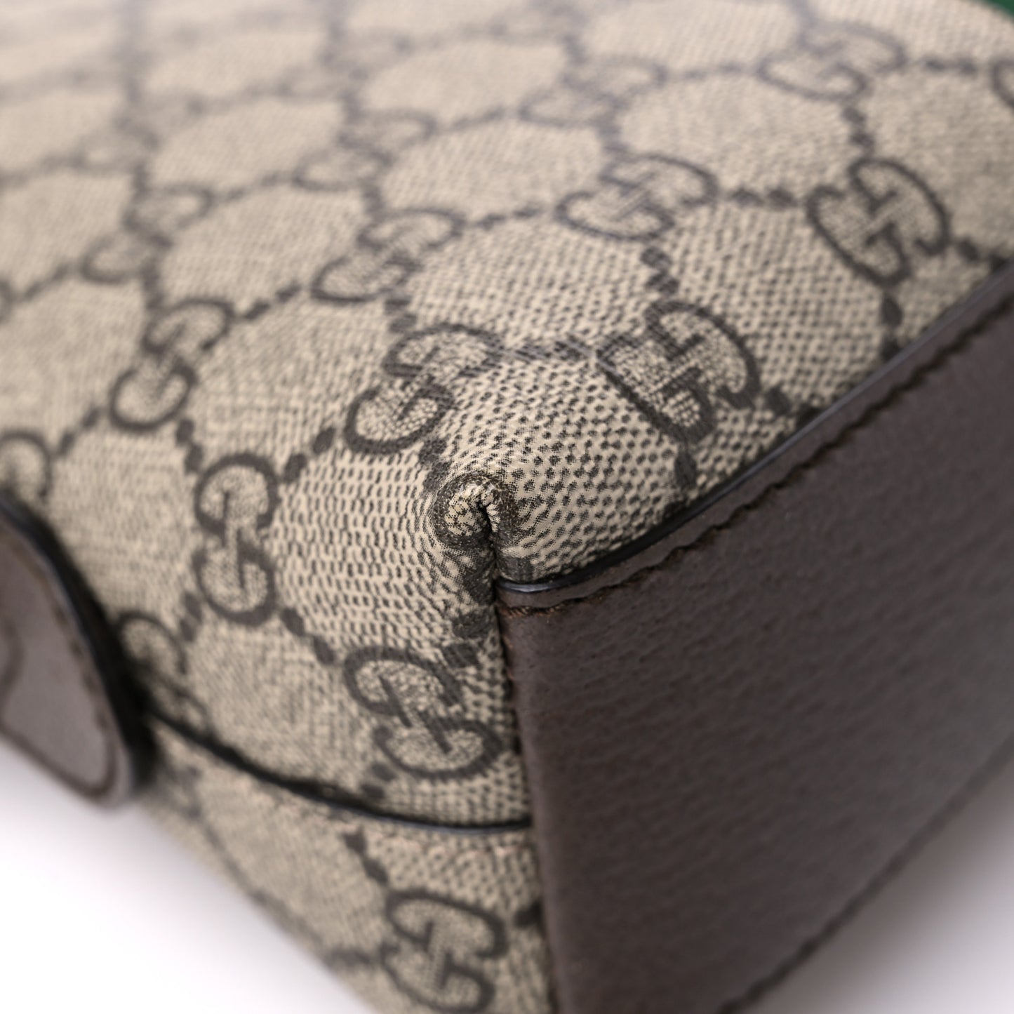 GG Supreme Monogram Textured Dollar Calfskin Web Small Ophidia Dome Shoulder Bag Beige Ebony New Acero