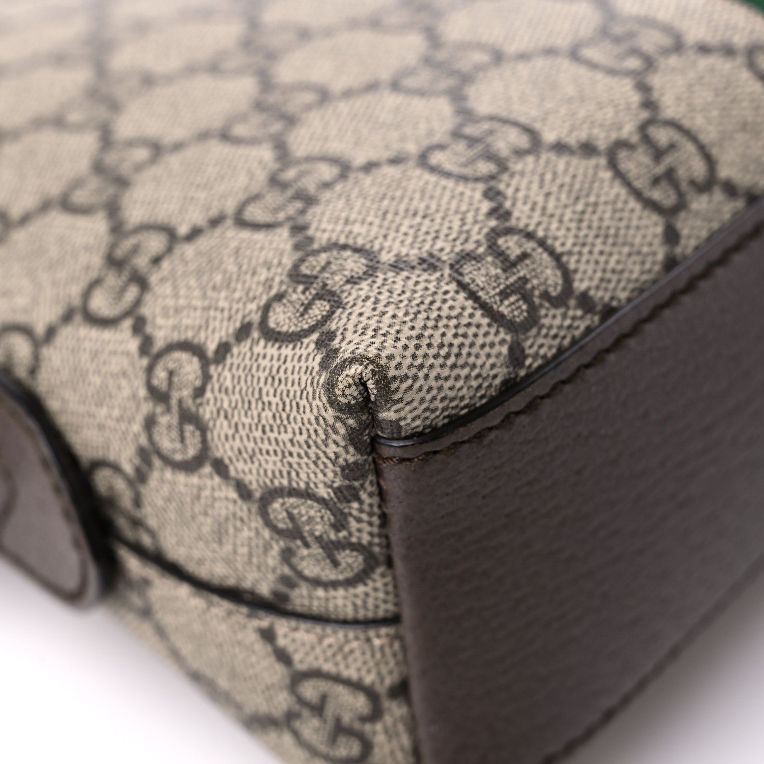 Gucci GG Supreme Monogram Textured Dollar Calfskin Web Small Ophidia Dome Shoulder Bag Beige Ebony New Acero 10 of 16