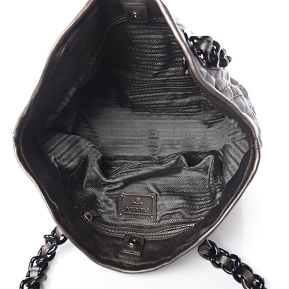 Prada Metallic Nappa Tessuto Nylon Mordore Stripes Tote Grey 5 of 10