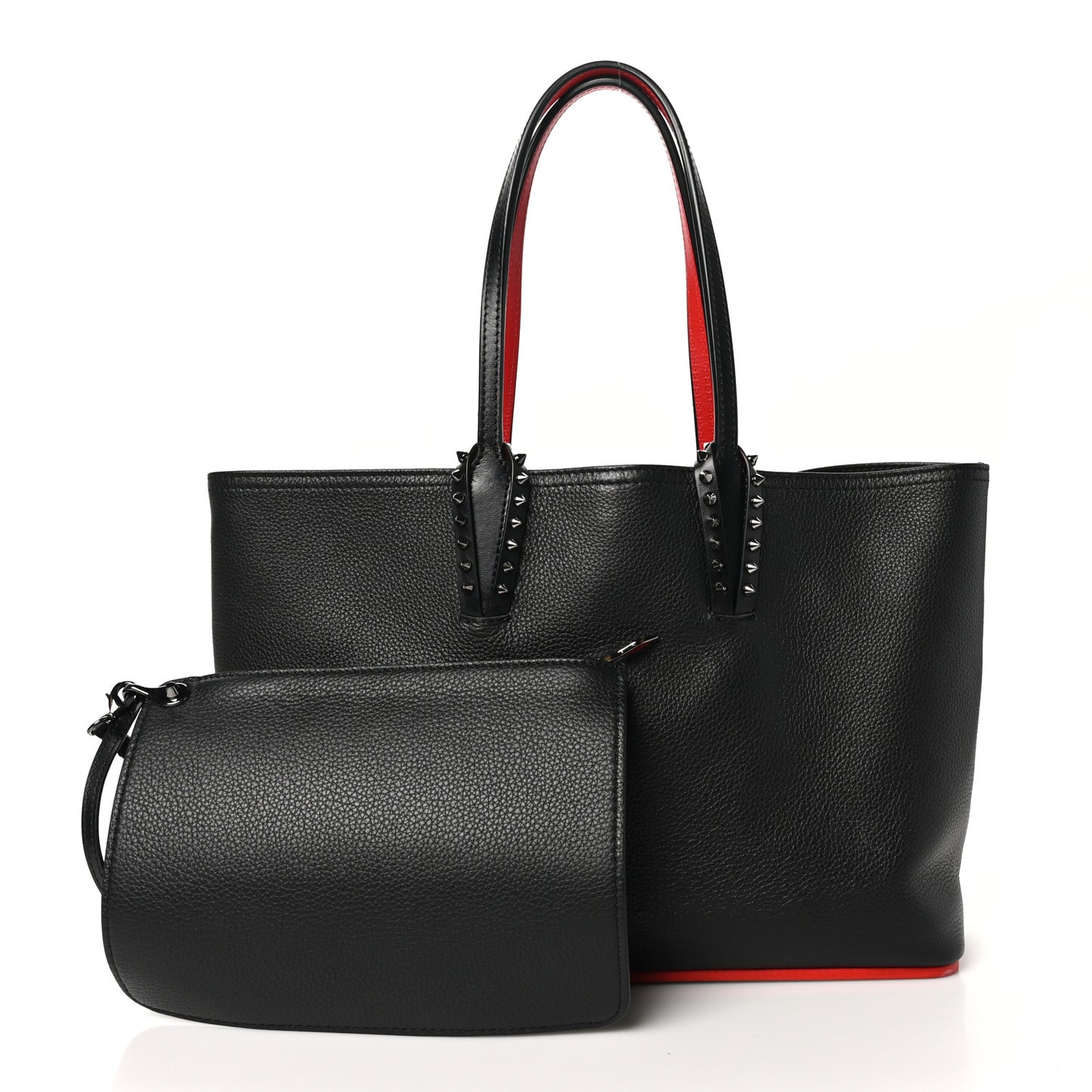 Calfskin Empire Spikes Small East West Cabata Tote Black