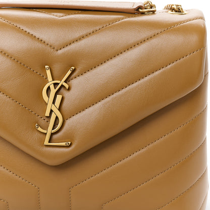 Saint Laurent Calfskin Y Quilted Monogram Small Loulou Chain Satchel Dark Natural 9 of 11