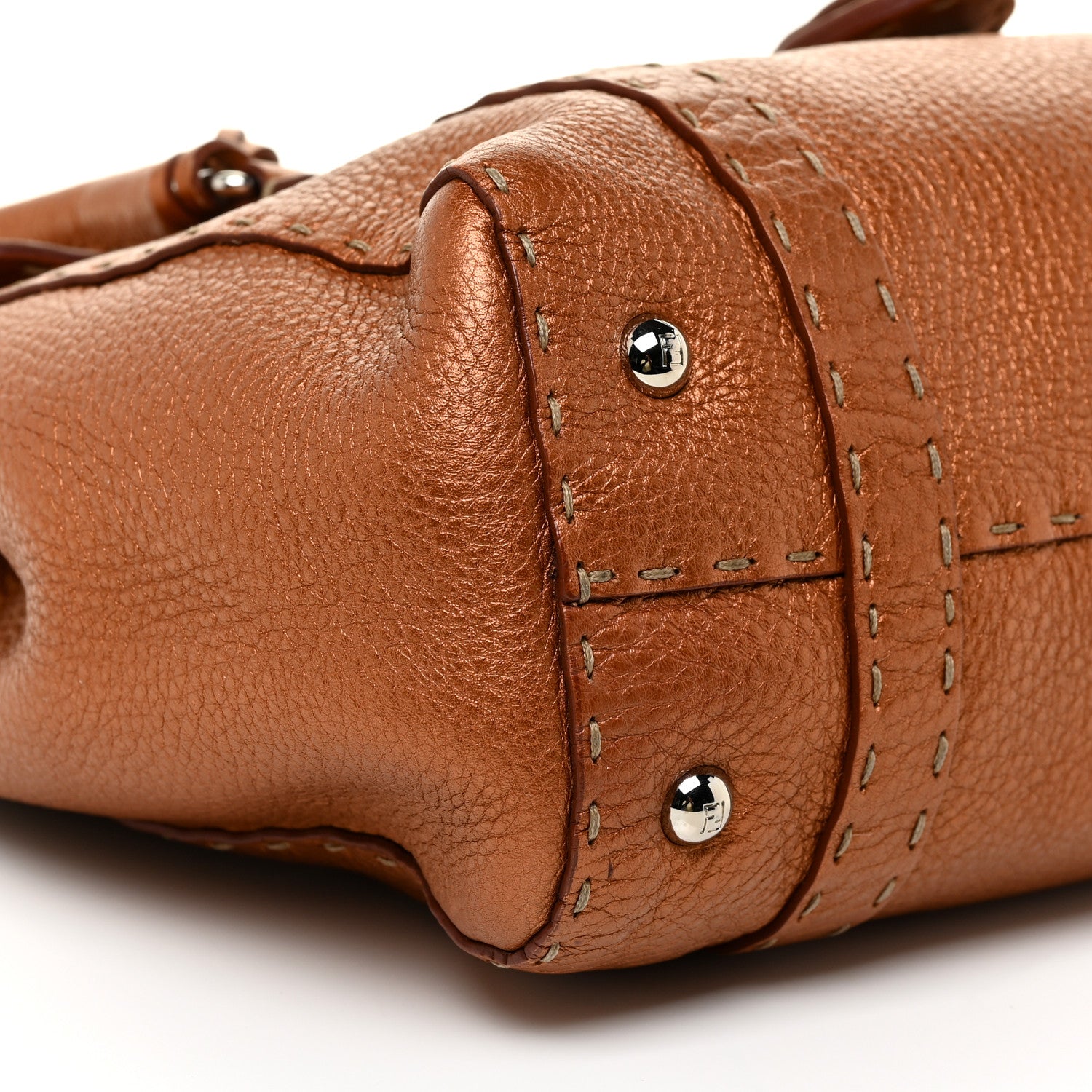 Fendi Cuoio Romano Selleria Linda Satchel Bronzo 9 of 10