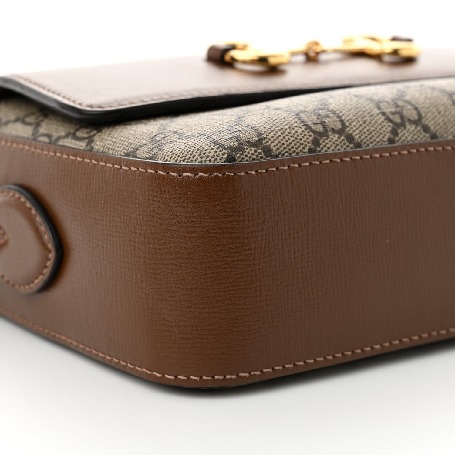 Gucci GG Supreme Monogram Small Horsebit 1955 Shoulder Bag Beige Brown Sugar 9 of 14